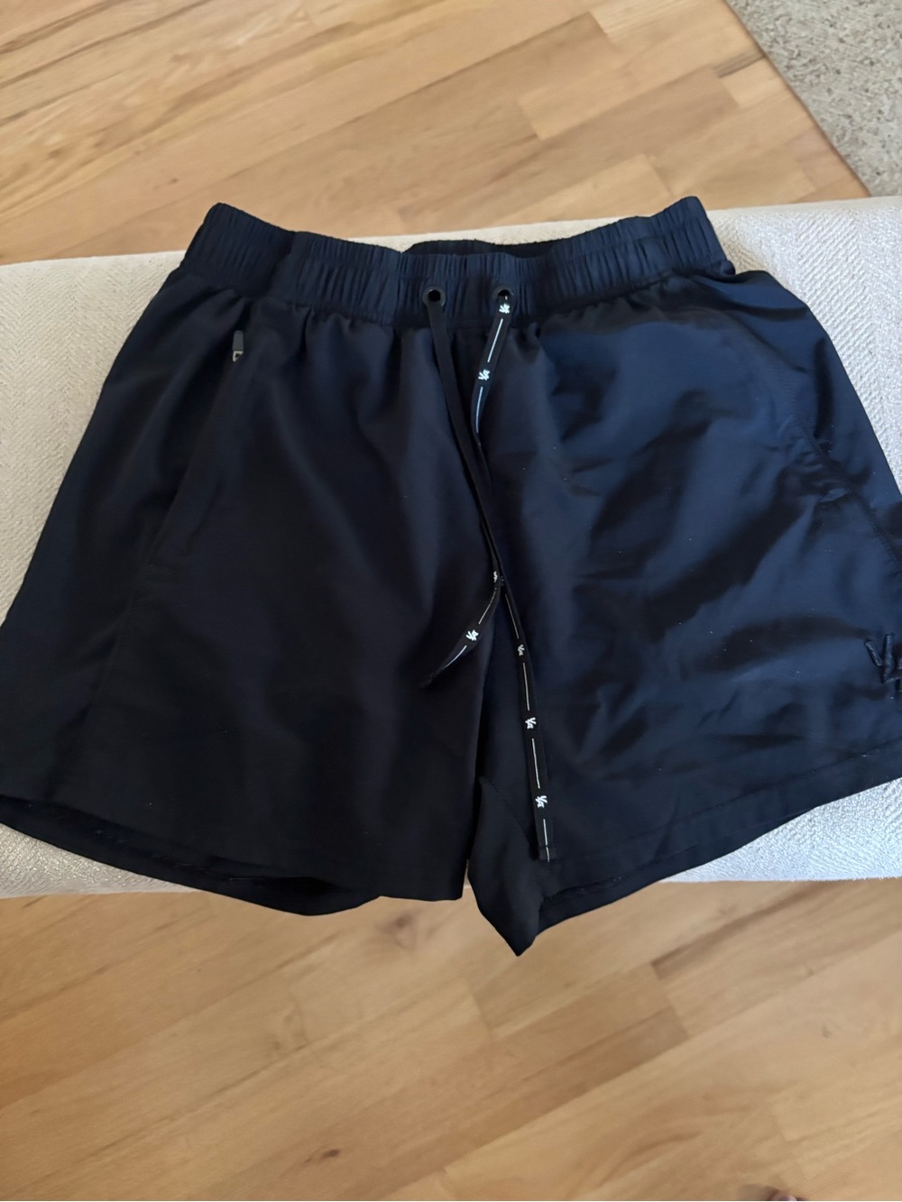 YoungLA Black Athletic Drawstring Shorts with Zipper Pockets
